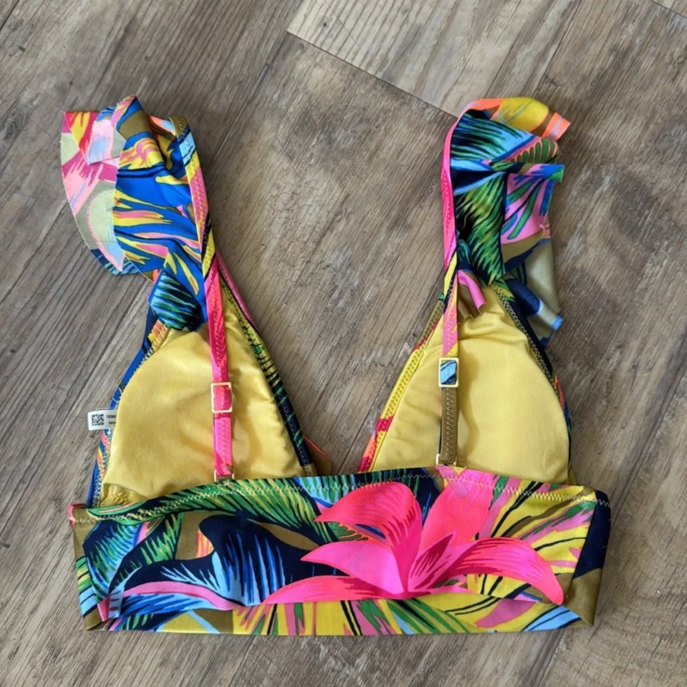 Aerie Ruffle Longline Bikini Top in Heirloom Size XS